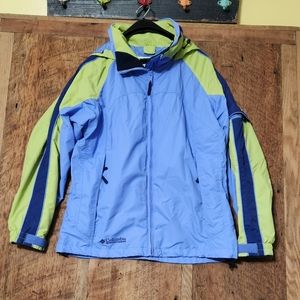 Columbia blue green windbreaker. Size large.